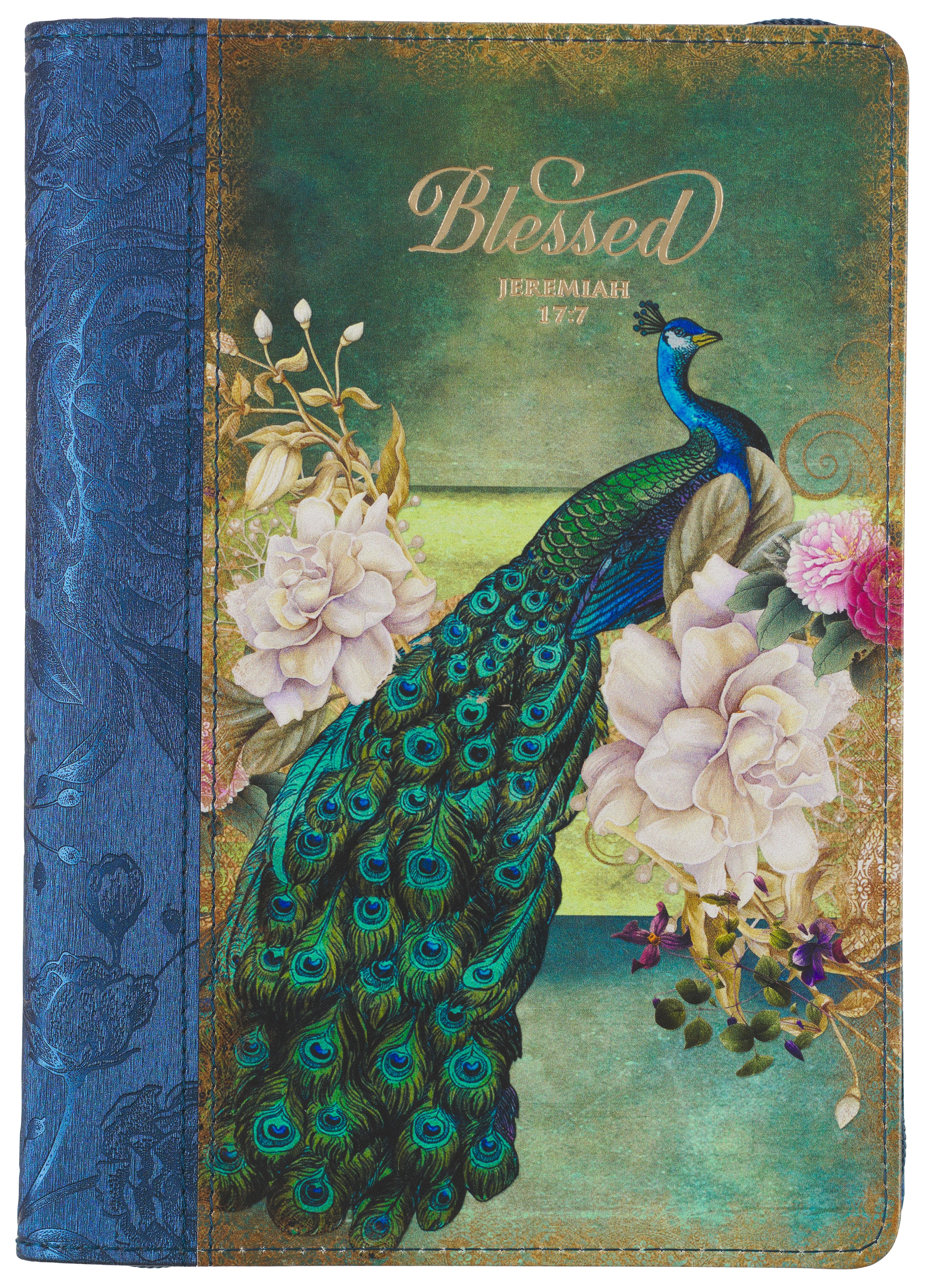 Zippered Journal: Blessed Blue Peacock (Jer 17:7) (Secret Garden Series)