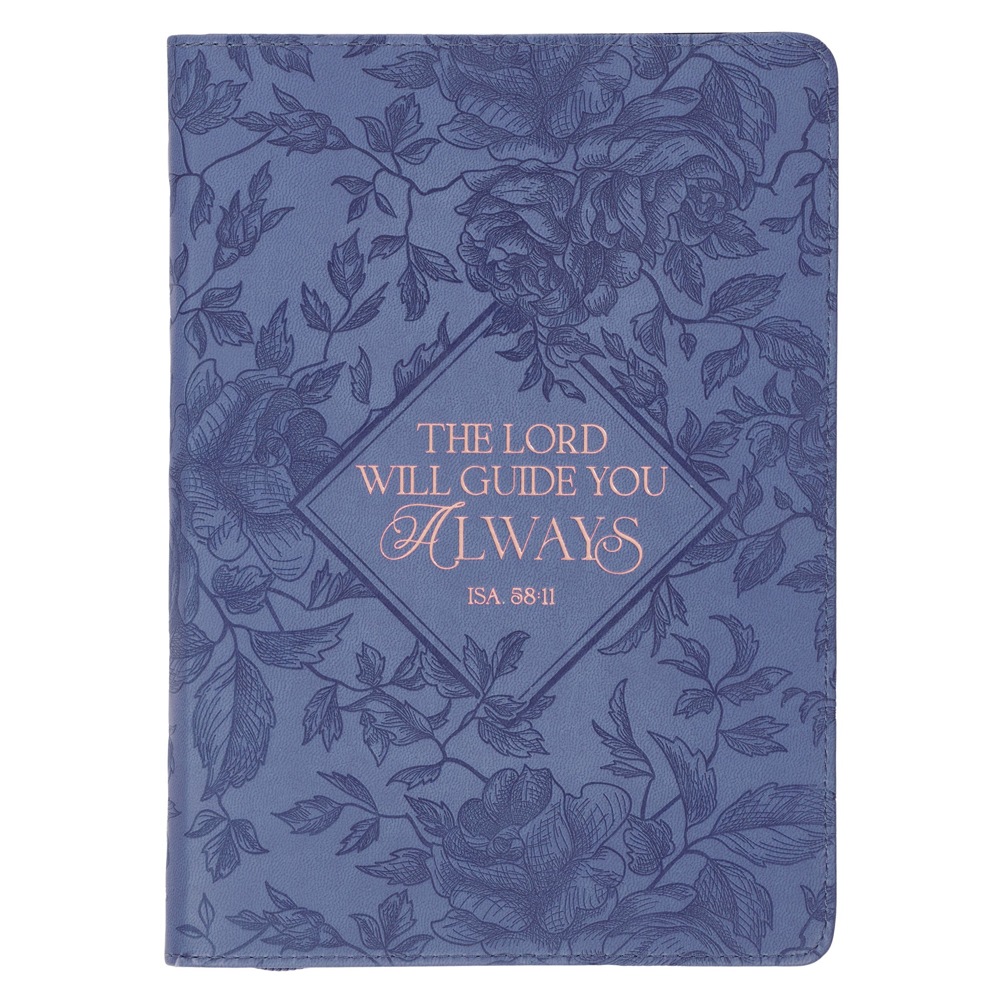 Journal with Zipper: The Lord Will Guide, Isaiah 58:11, Blue