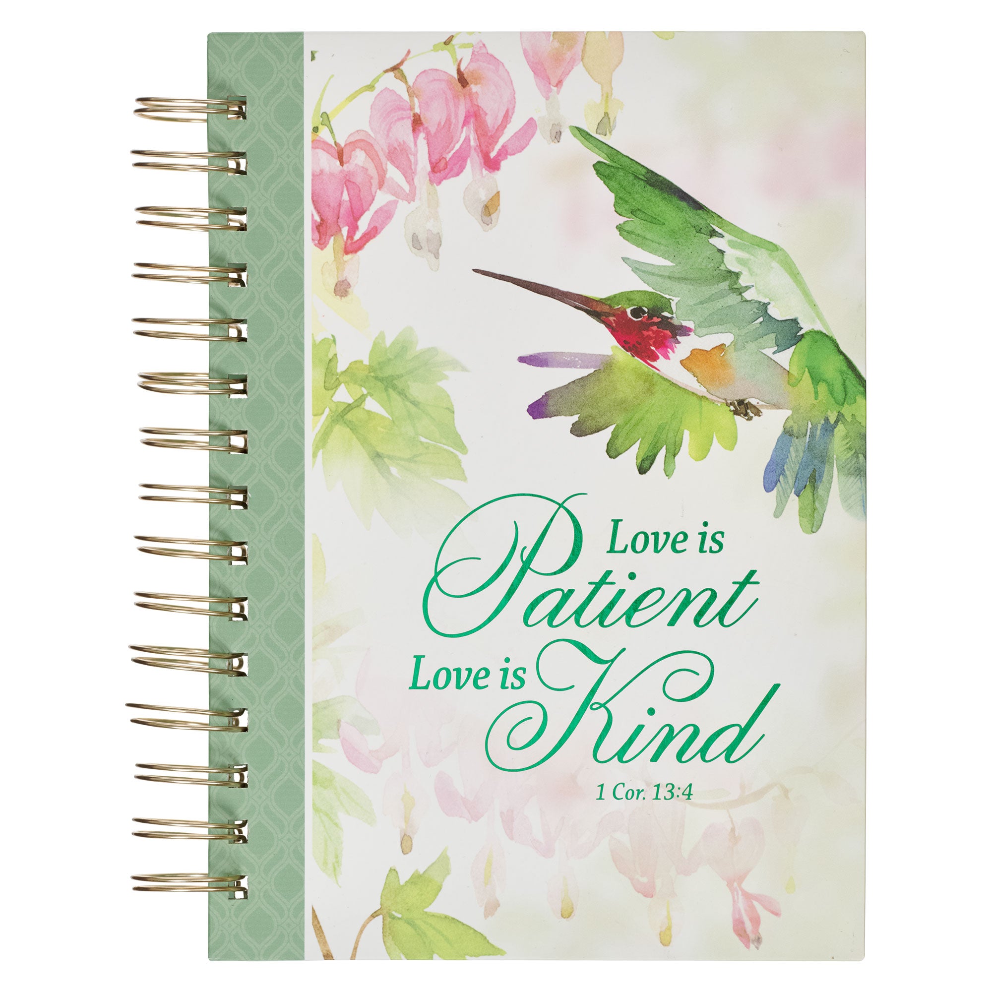 Journal: Love,  1 Cor. 13:4, Green, Persevere Hummingbird
