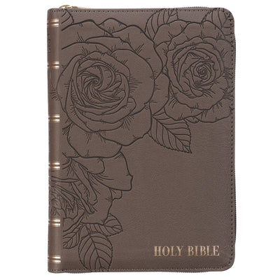 KJV Large Print Compact Bible Tan With Zipper (Red Letter Edition)