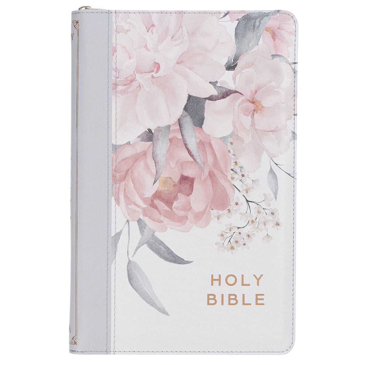 KJV Deluxe Gift Bible Zipper Closure, Thumb Index, White Floral (Red Letter Edition)