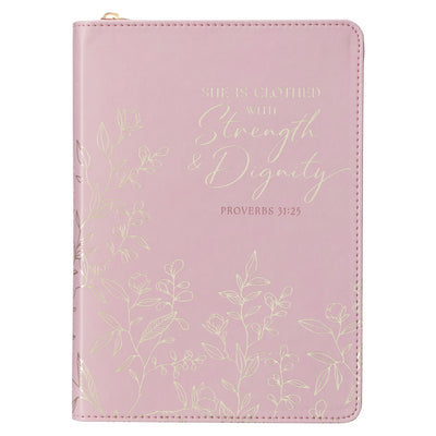 Journal Zippered: Strength & Dignity Prov. 31:25, Pink