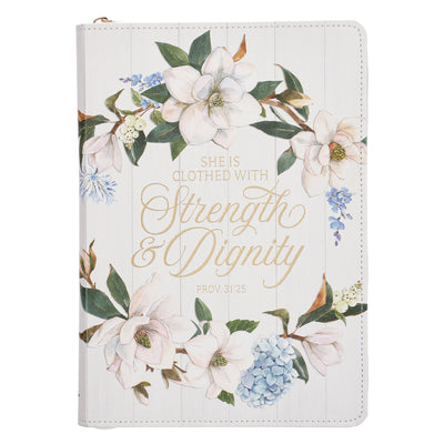 Journal Zippered: Strength & Dignity Prov. 31:25, White