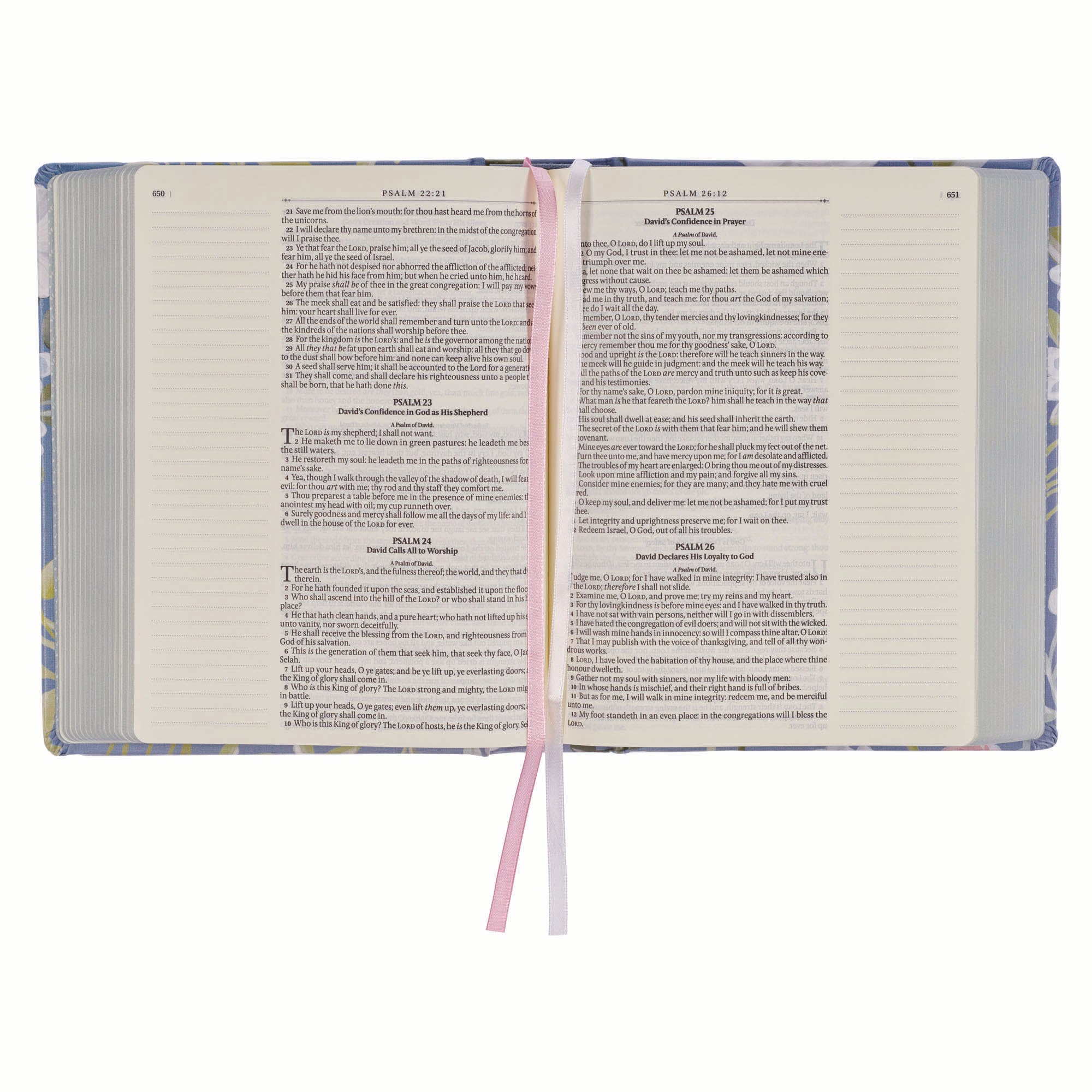 KJV Note-Taking Bible, Blue Floral (Black Letter Edition)