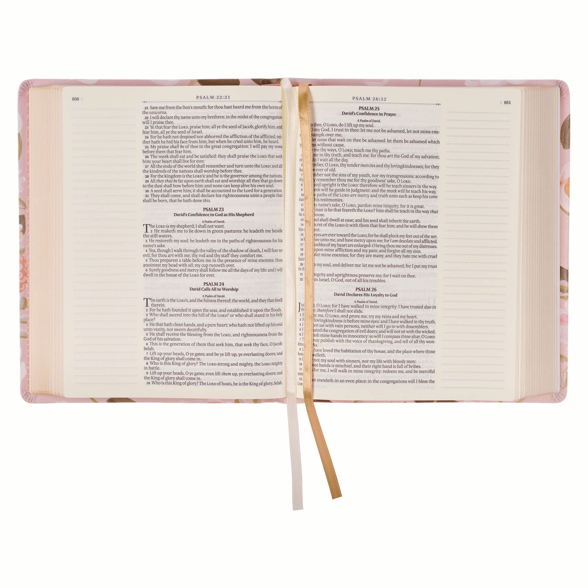 KJV Note-Taking Bible, Pink Floral (Black Letter Edition)