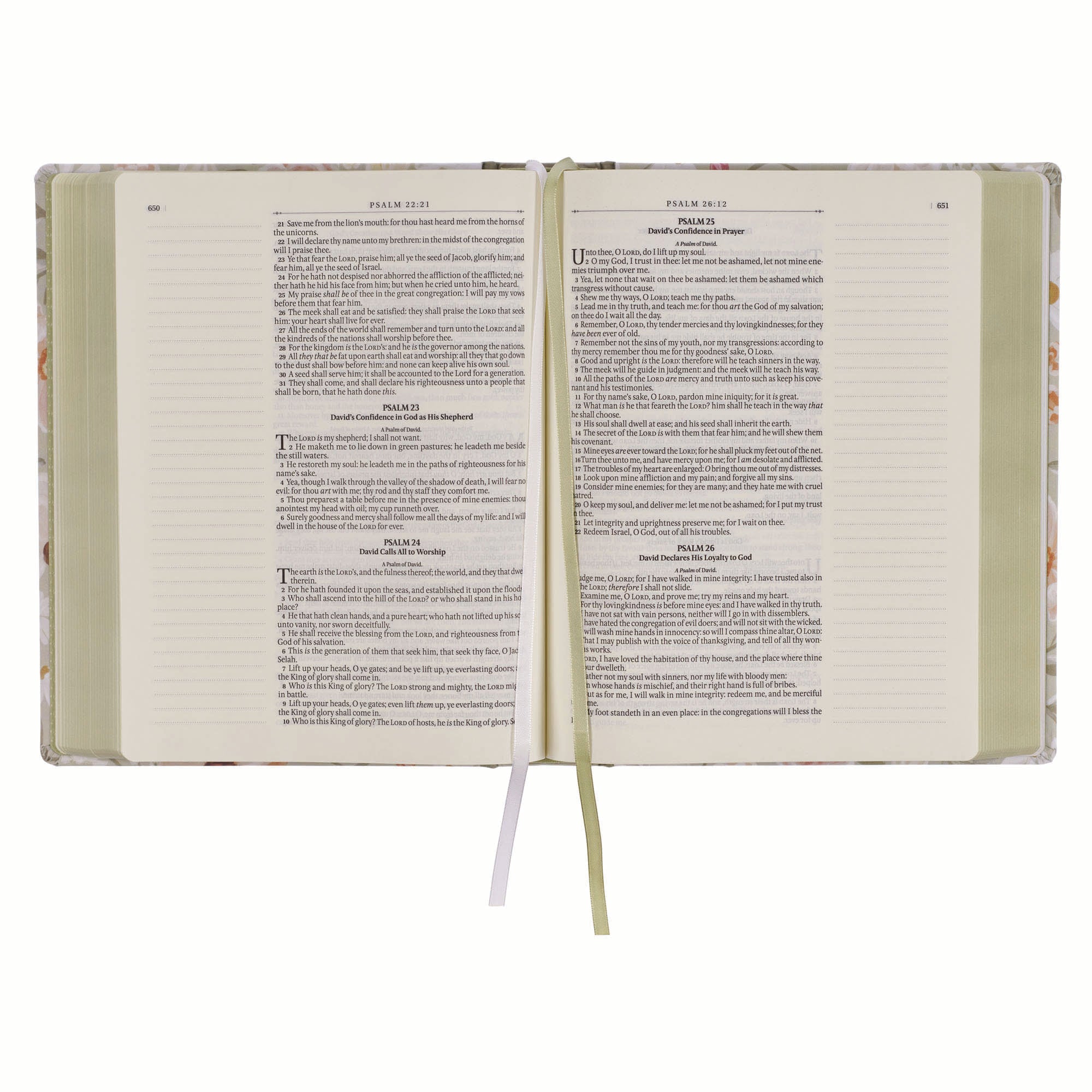 KJV Note-Taking Bible, Large Print, Sage Floral (Black Letter Edition)