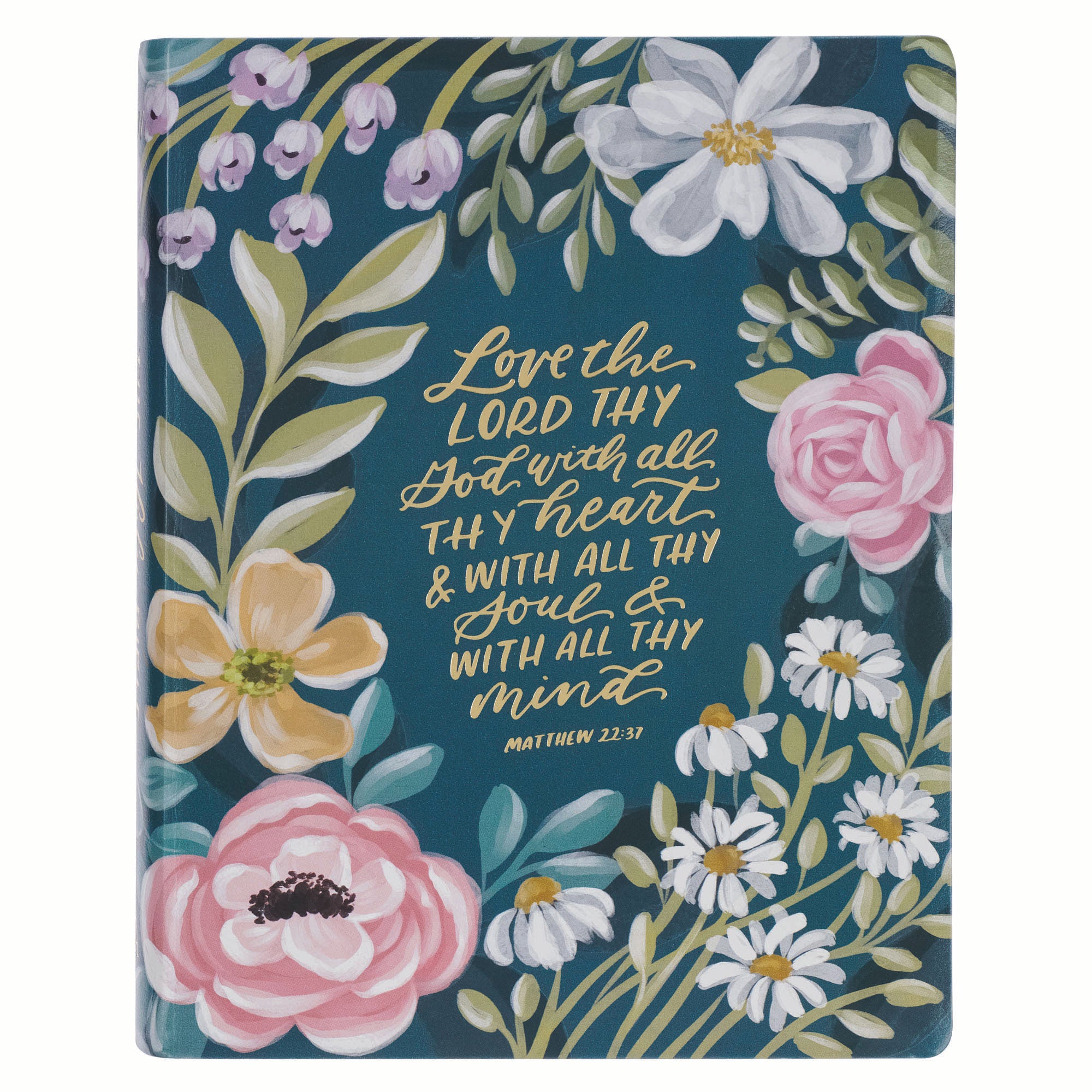 KJV Note-Taking Bible, Large Print, Teal Floral (Black Letter Edition)