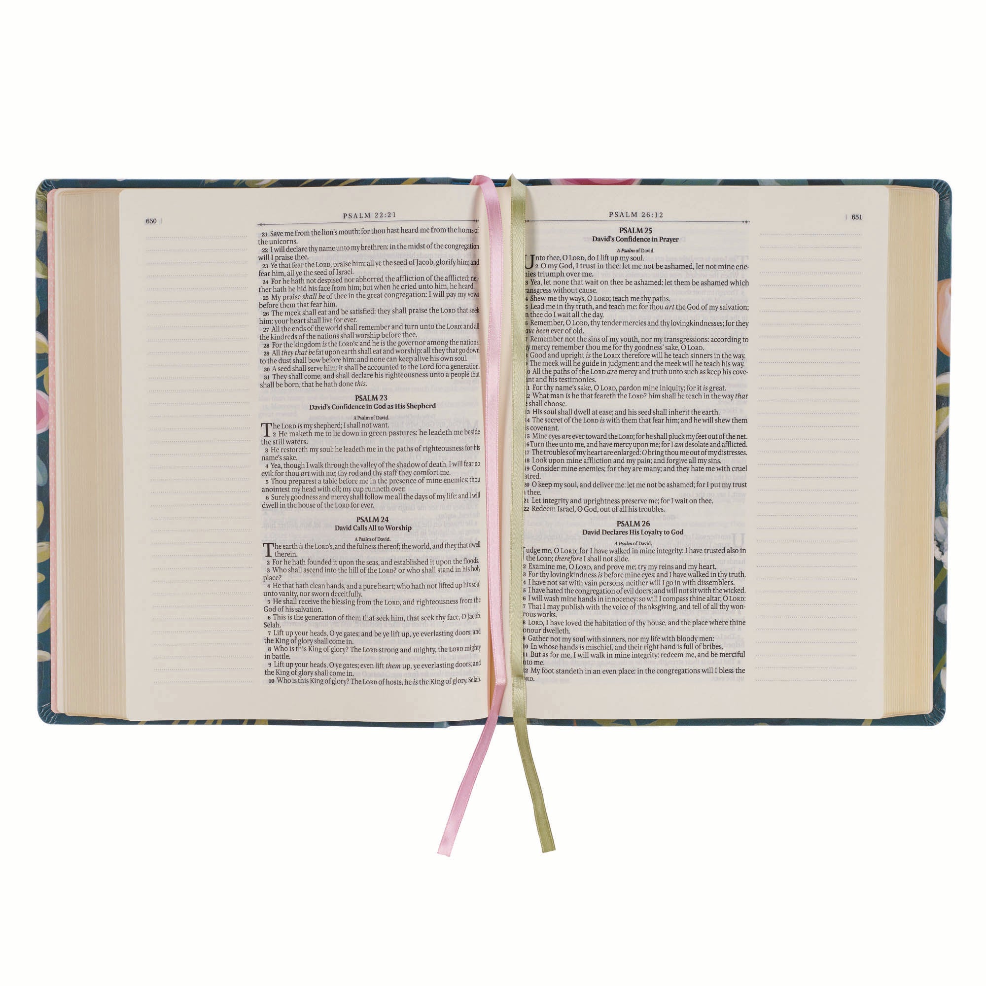 KJV Note-Taking Bible, Large Print, Teal Floral (Black Letter Edition)