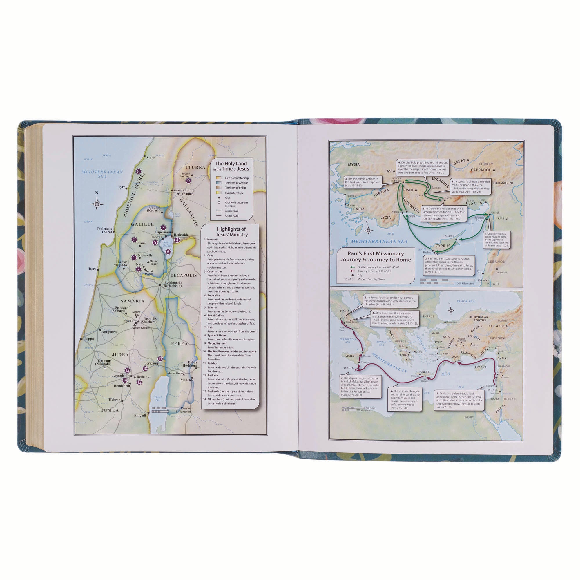 KJV Note-Taking Bible, Large Print, Teal Floral (Black Letter Edition)