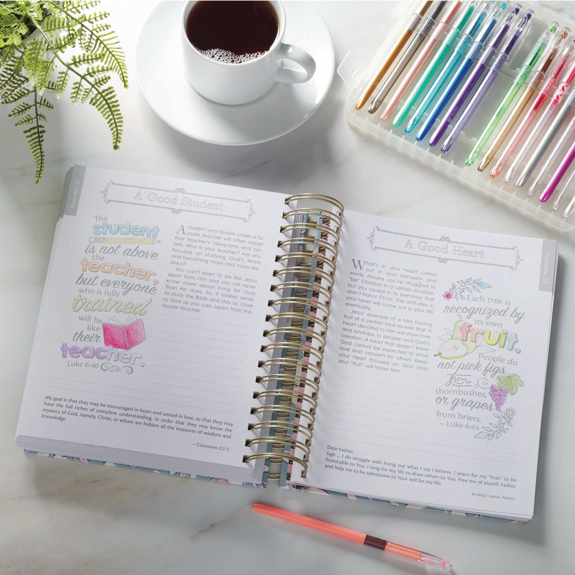 The Illustrated Words of Jesus for Women: A Devotional Coloring Book (Wirebound Hardcover)