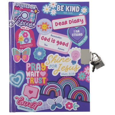 Journal/Diary with Lock for Girls: Shine for Jesus (Matt. 5:16) Purple (Stickers for Girls Collection)