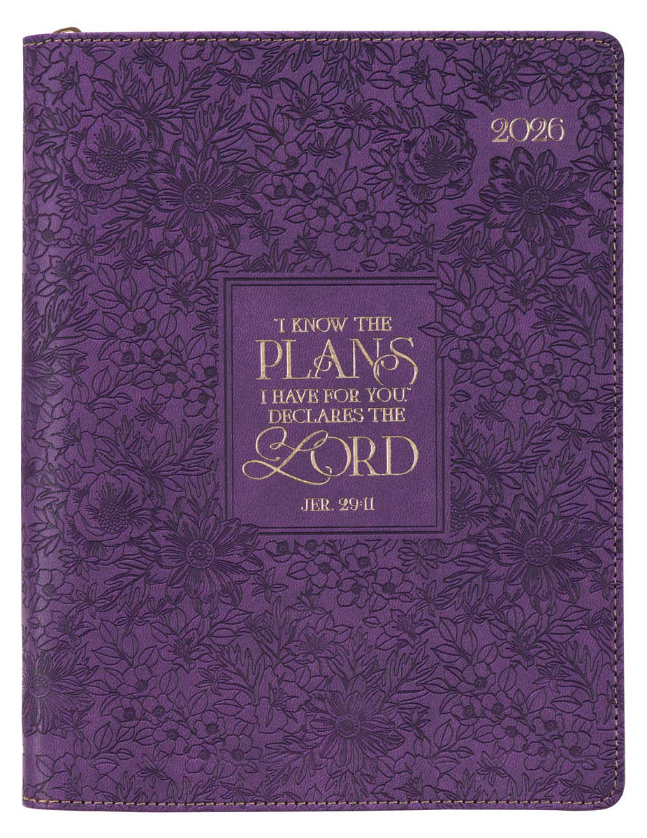 2026 18-Month Diary/Planner, Zippered: I Know the Plans (Jer. 29:11) Purple