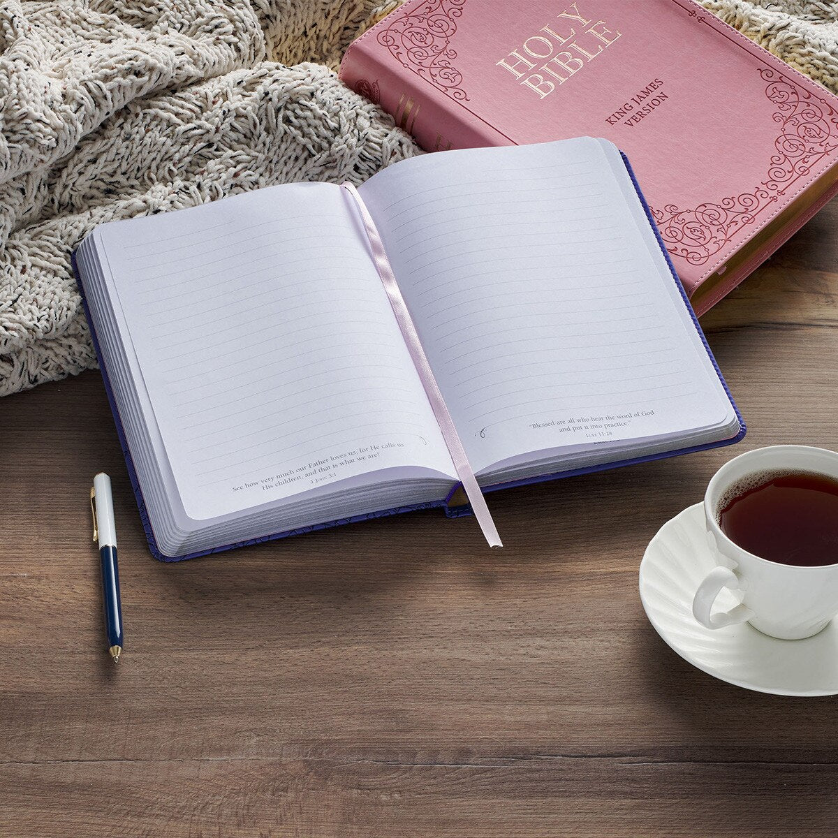 Journal w/Elastic & Pen Holder: Noble Things (Prov. 31:29) Purple (Pink Peony Collection)
