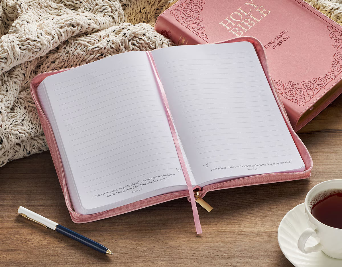 Journal Zippered: He Will Cover You (Ps. 91:4) Pink (Amelia Collection)