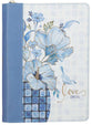 Journal Zippered: Love (John 3:16) Blue (Checkered Floral Collection)