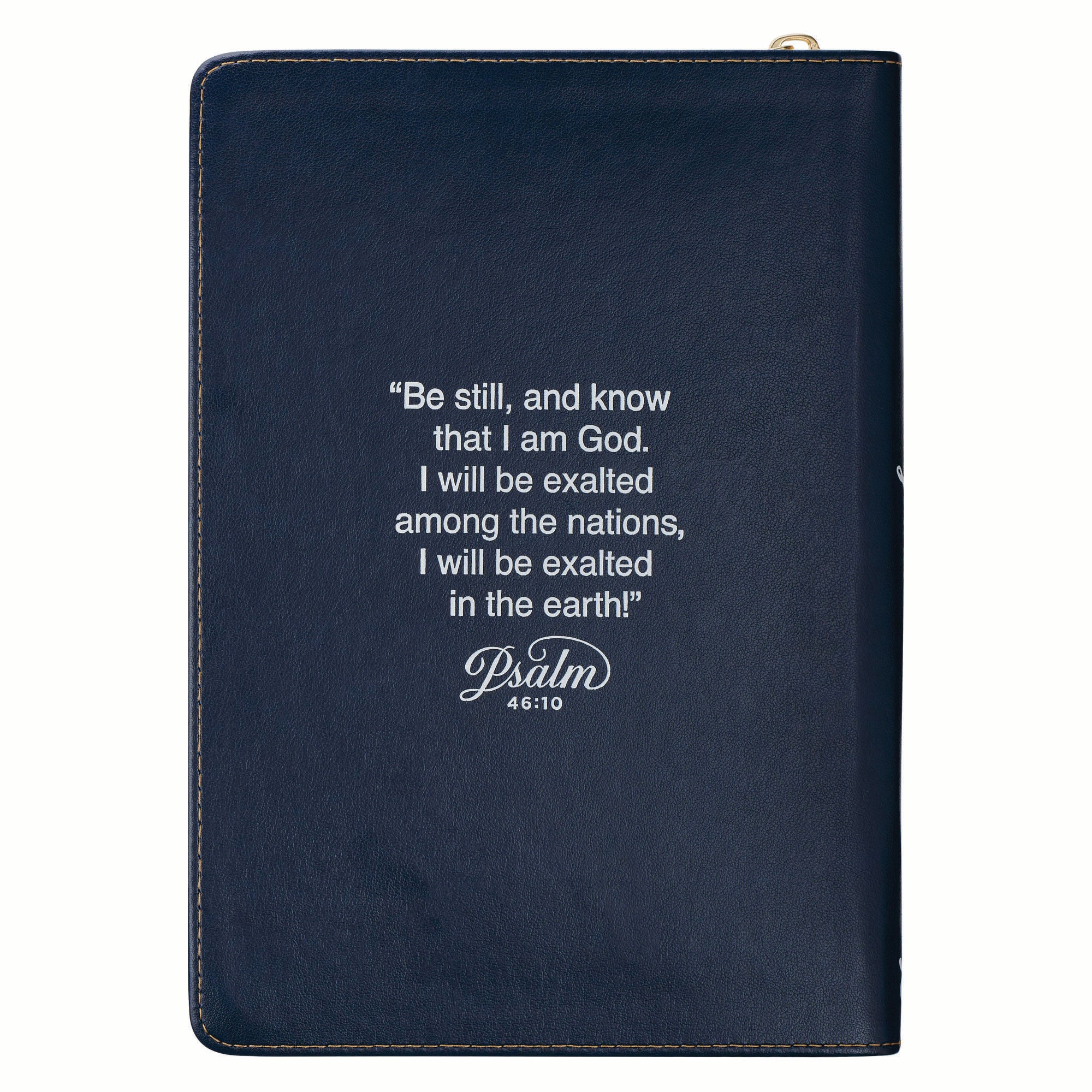 Journal Zippered: Be Still (Ps. 46:10) Navy (Serene Roses Collection)