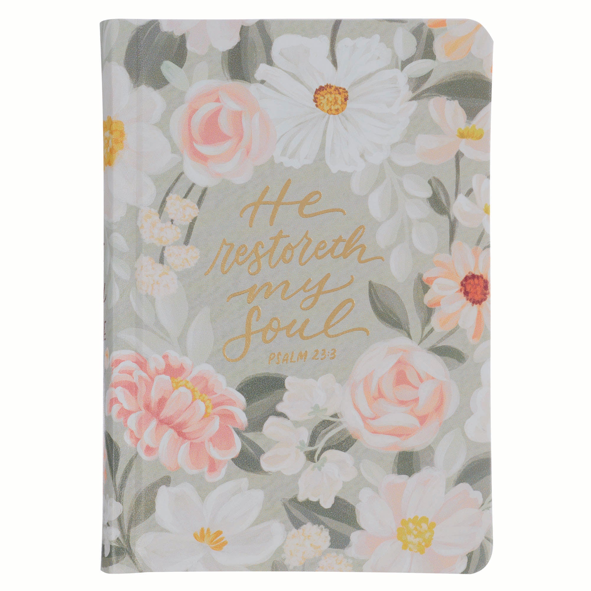 KJV Bible Compact, Gray Floral Printed (Ps. 23:3)