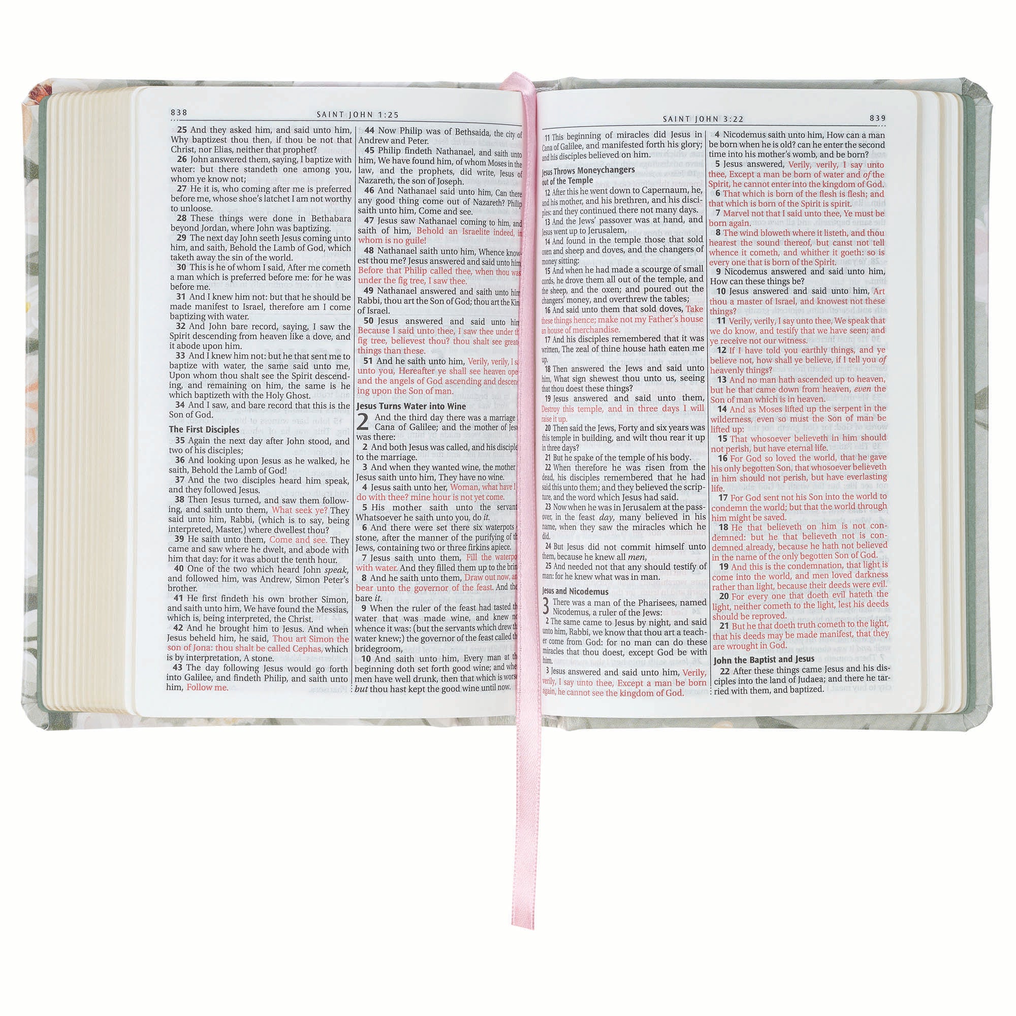 KJV Bible Compact, Gray Floral Printed (Ps. 23:3)