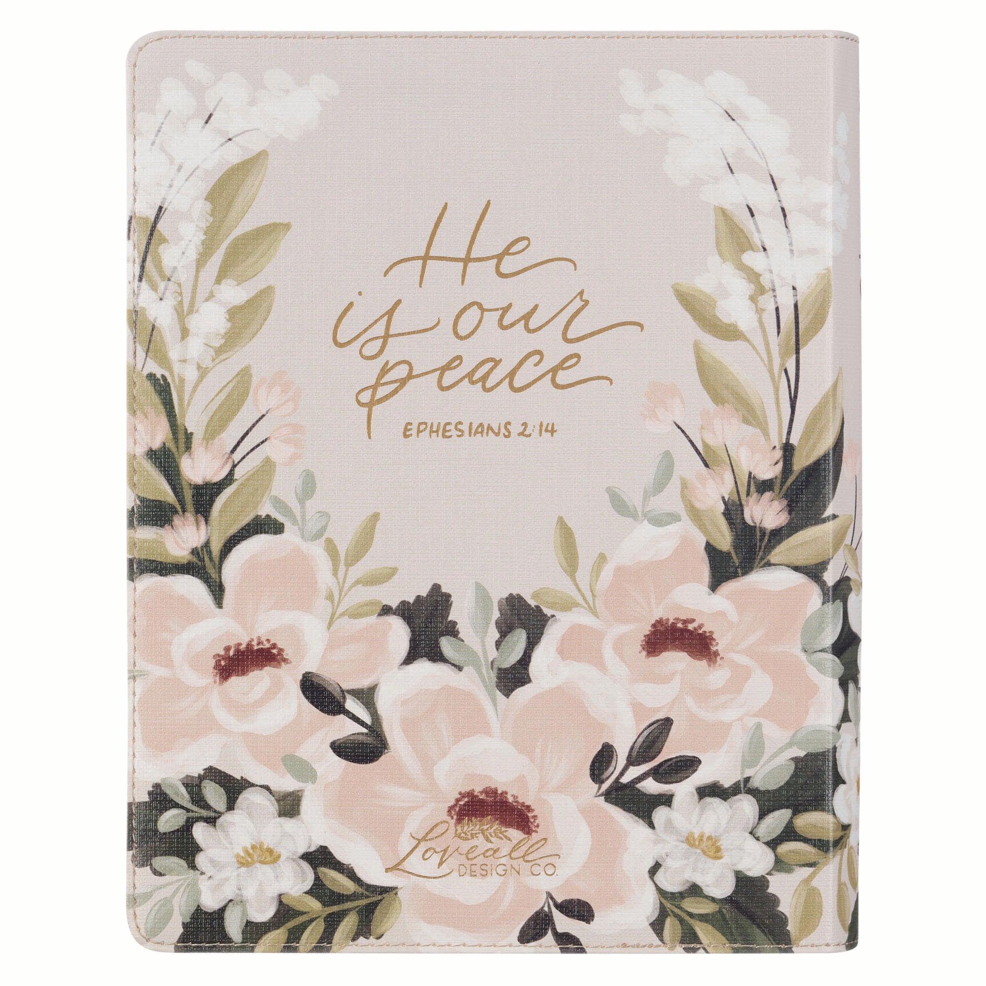 KJV Note-taking Bible He Is Our Peace, Cream Floral Printed Ps. 91:4