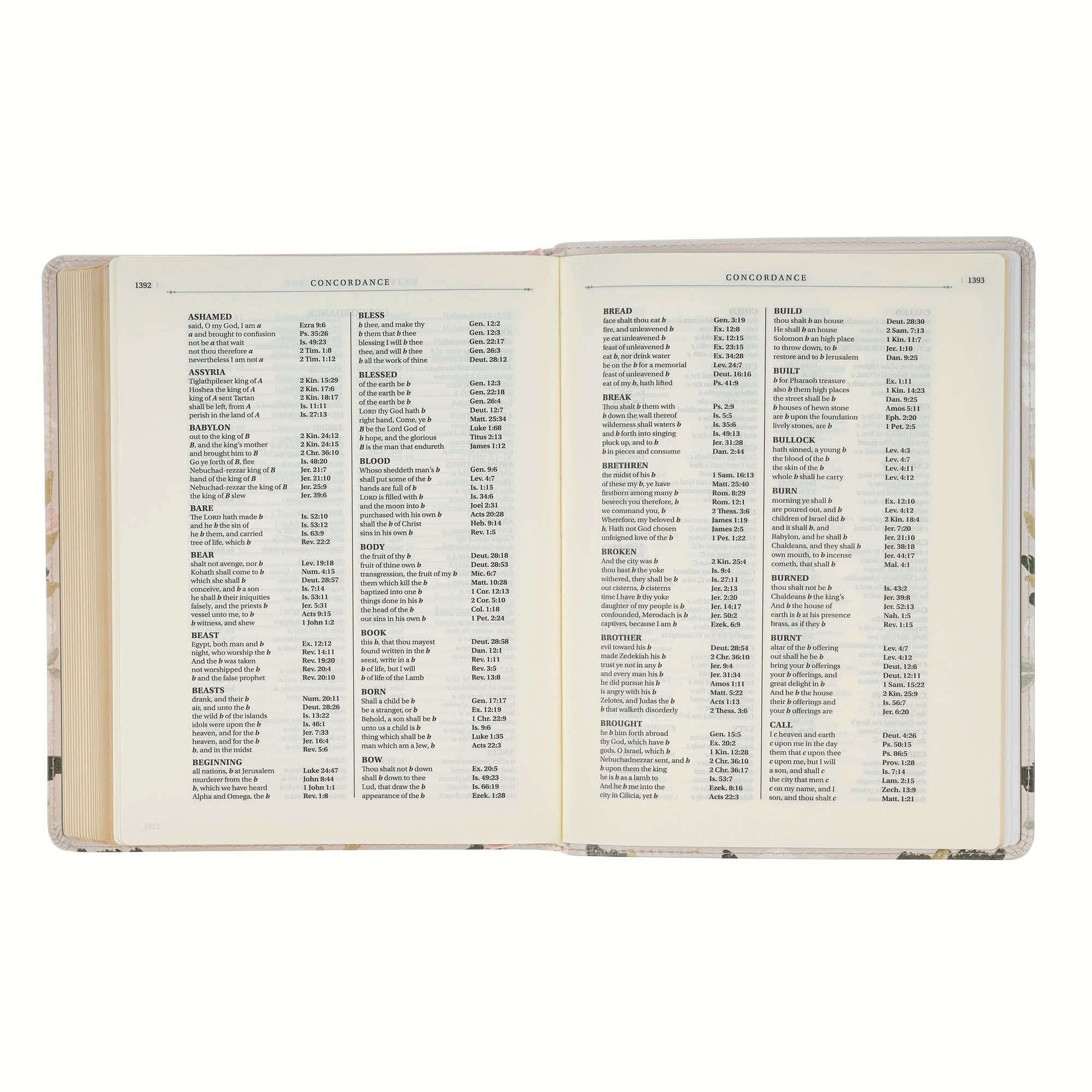 KJV Note-taking Bible He Is Our Peace, Cream Floral Printed Ps. 91:4