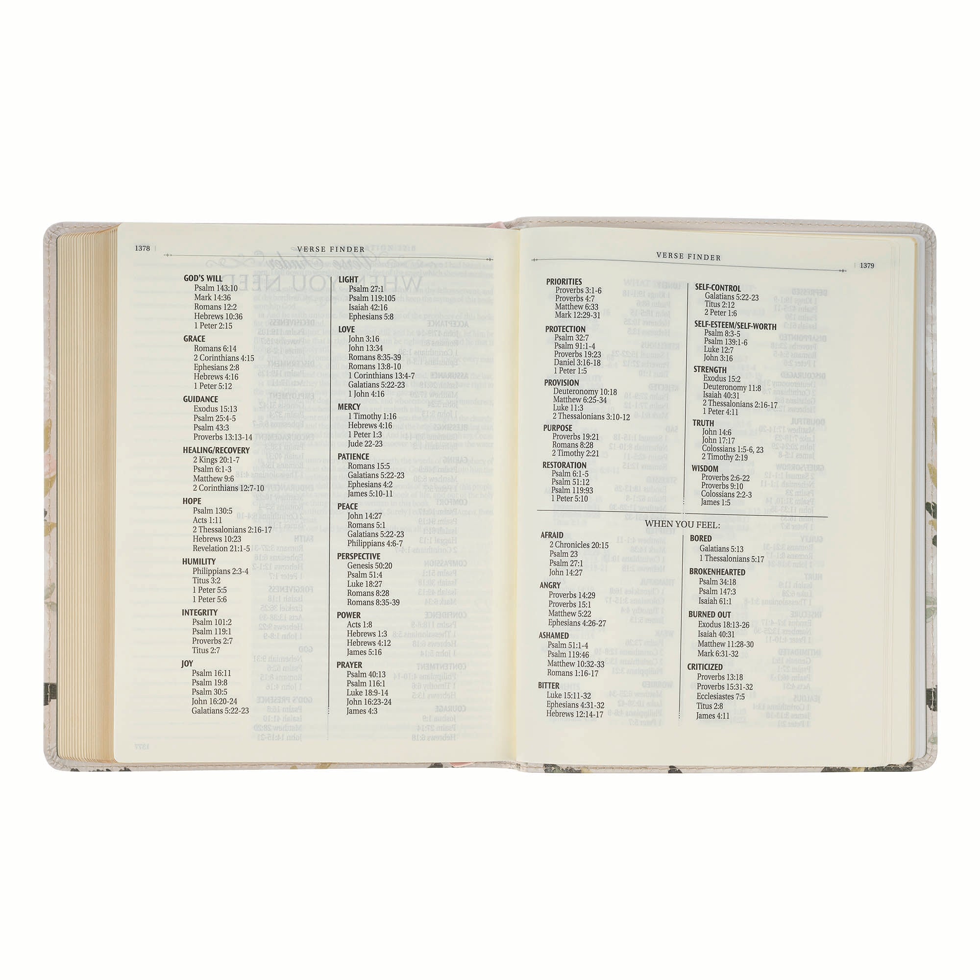 KJV Note-taking Bible He Is Our Peace, Cream Floral Printed Ps. 91:4