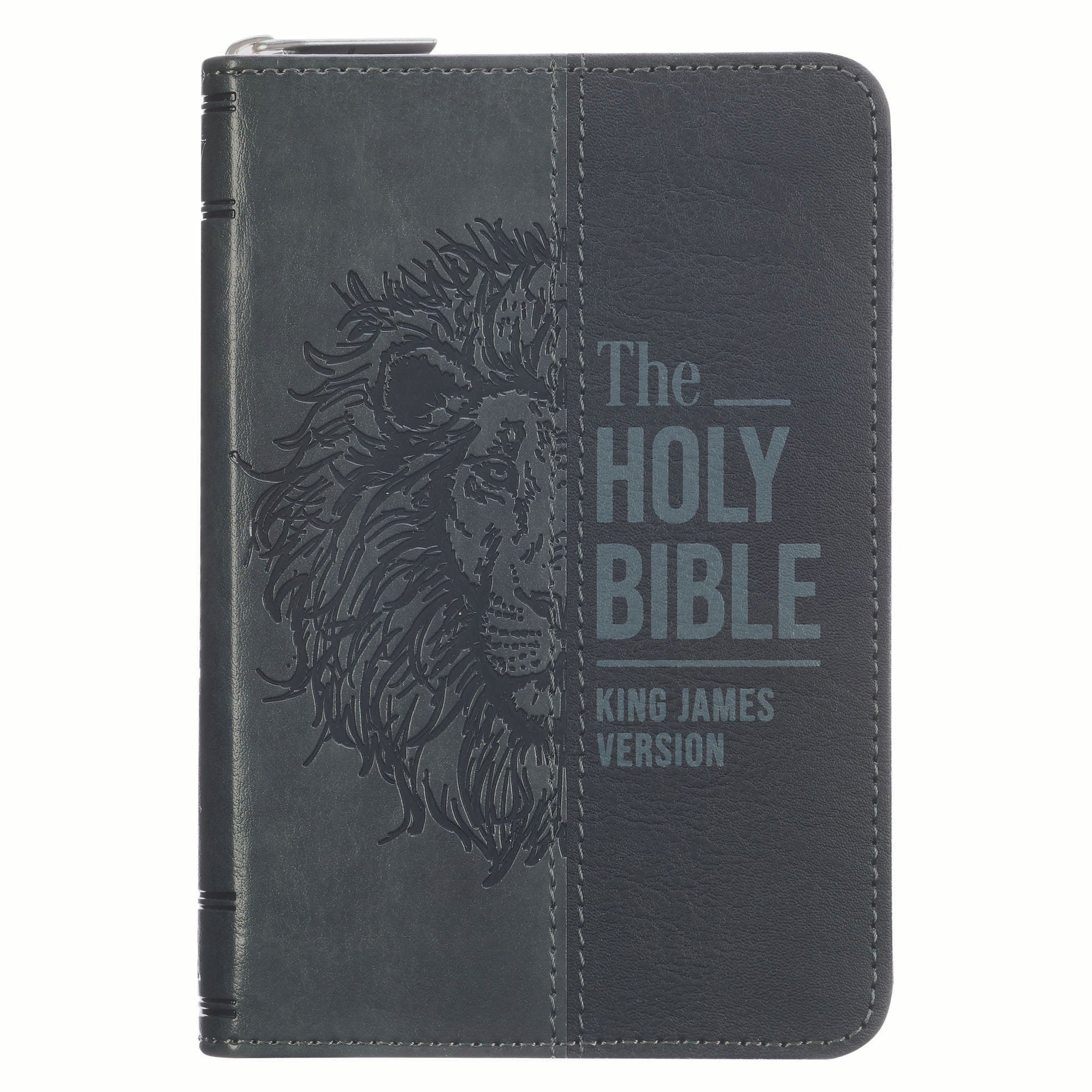 KJV Bible Mini Pocket Edition, Black/Gray with Zipper