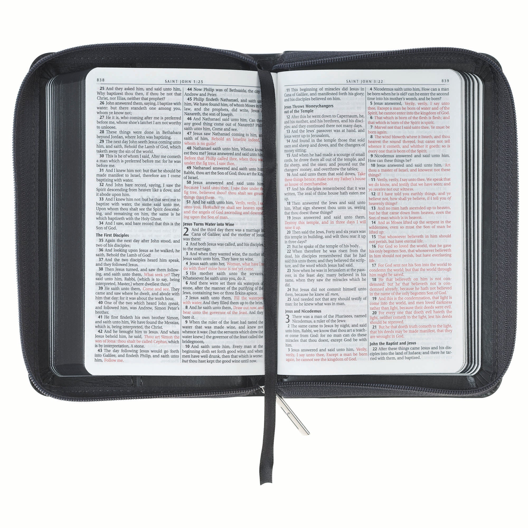 KJV Bible Mini Pocket Edition, Black/Gray with Zipper