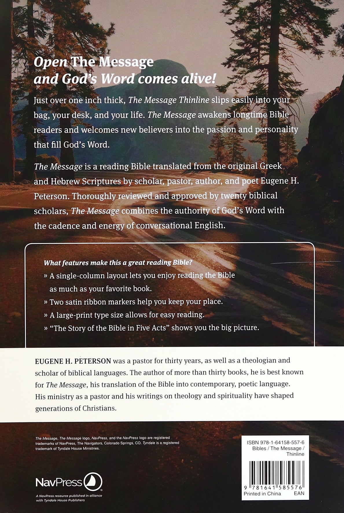 Message Thinline Large Print Bible Desert Night Black
