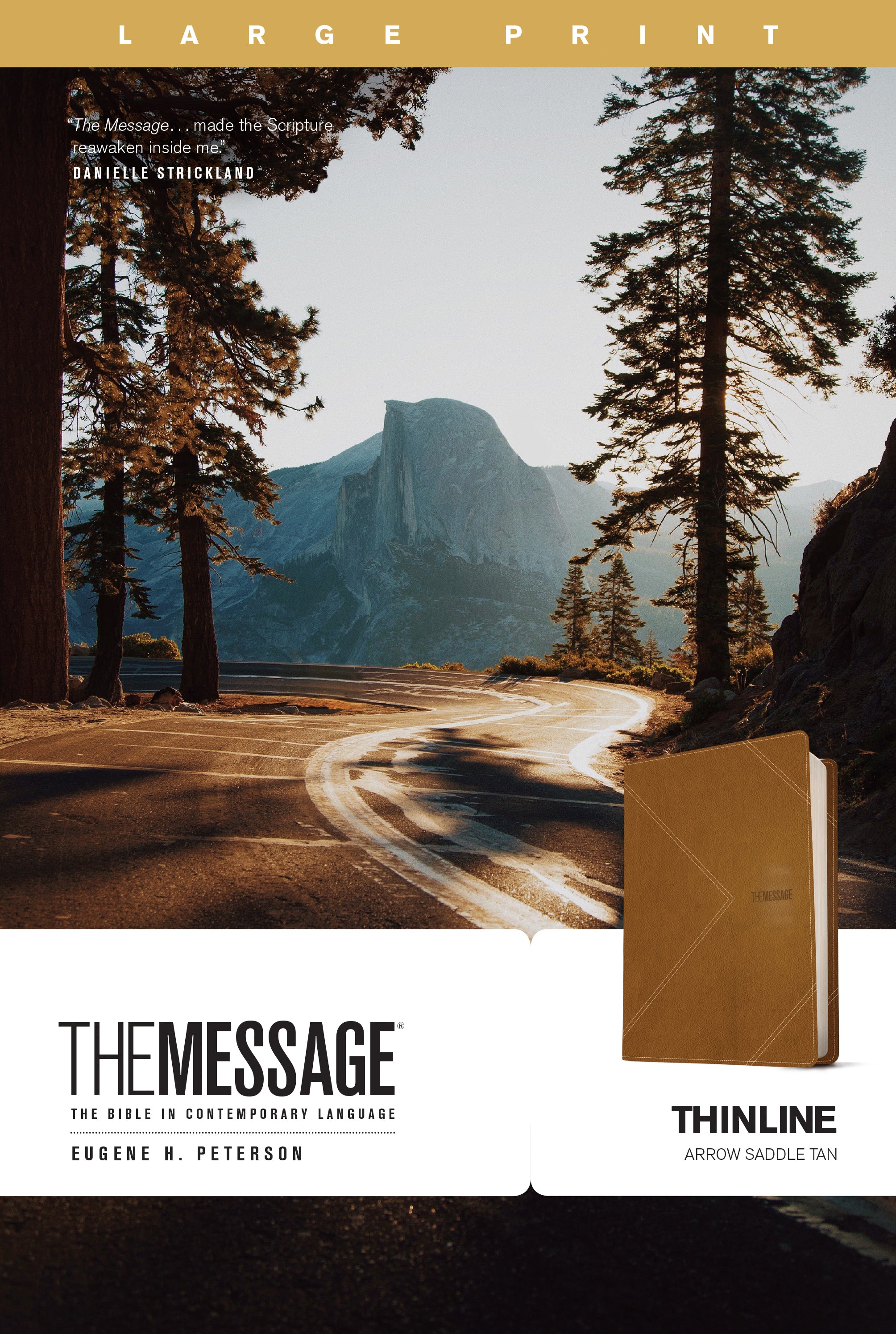 Message Thinline Large Print Bible Arrow Saddle Tan