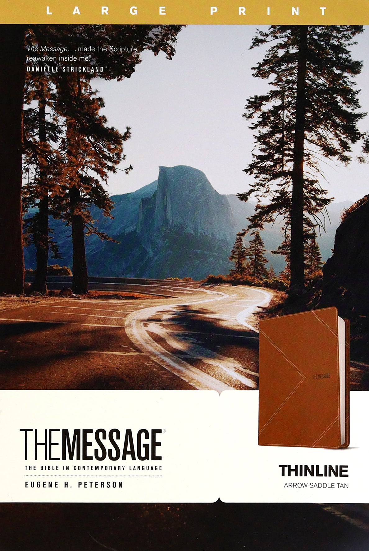 Message Thinline Large Print Bible Arrow Saddle Tan