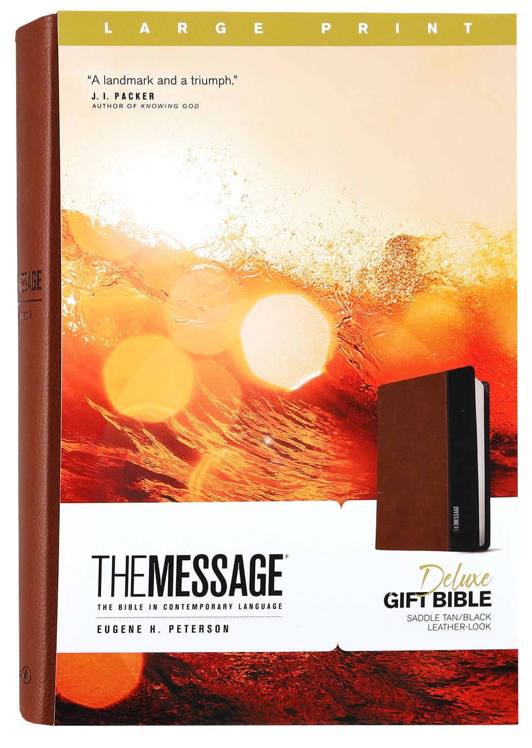 Message Deluxe Gift Bible Large Print Saddle Tan/Black