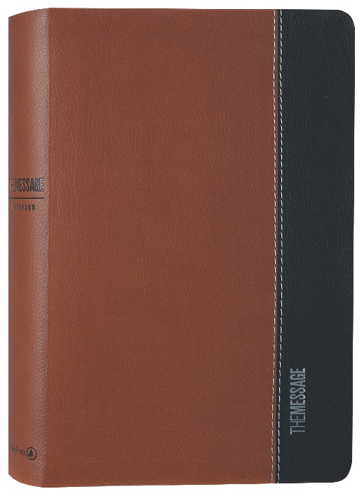 Message Deluxe Gift Bible Large Print Saddle Tan/Black