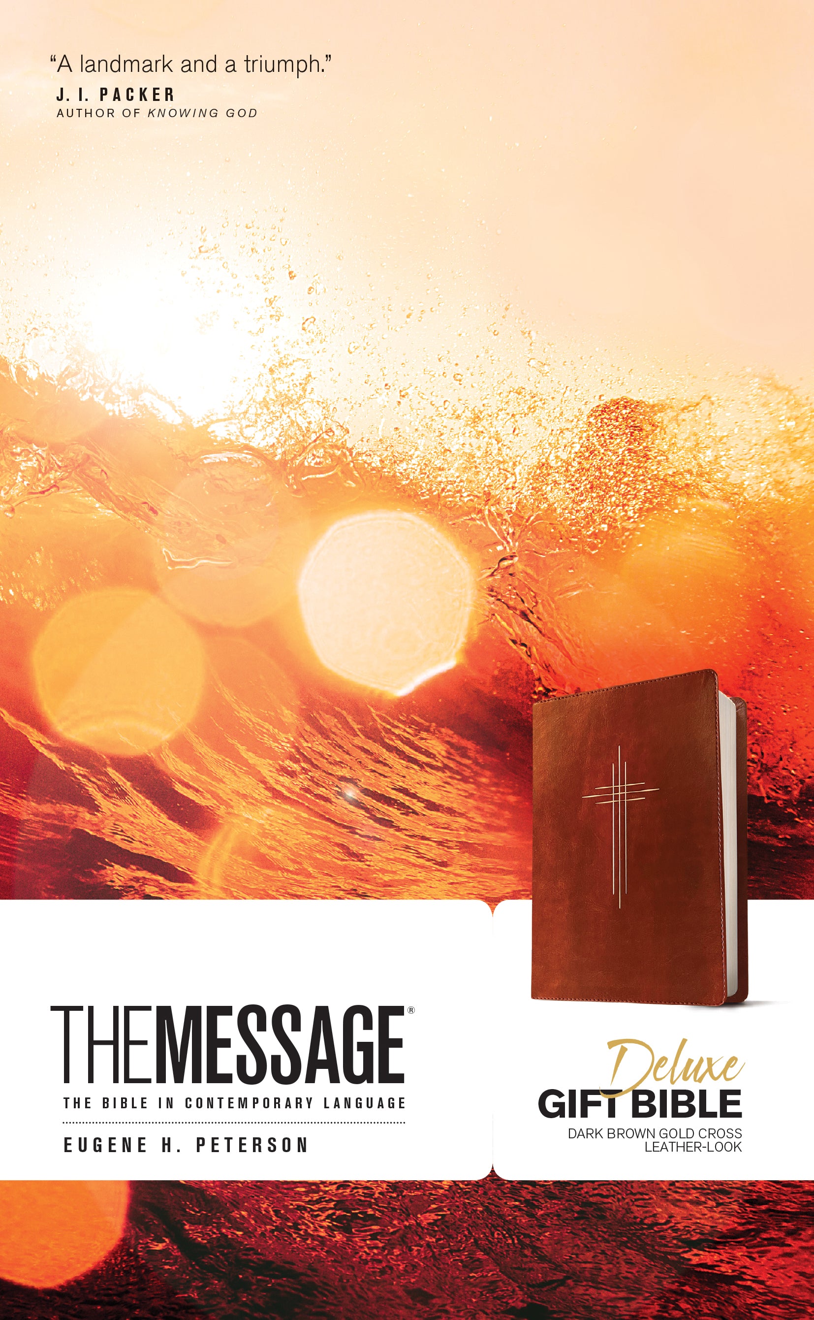 The Message Deluxe Gift Bible Dark Brown Gold Cross