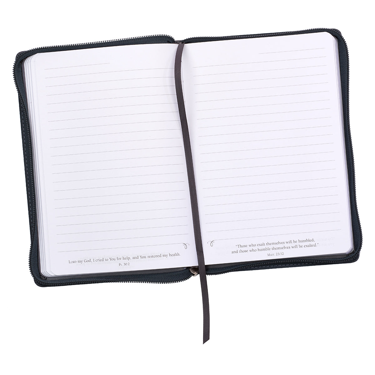 Journal Zippered: Be Strong & Courageous, Grey/Black (Joshua 1:9)