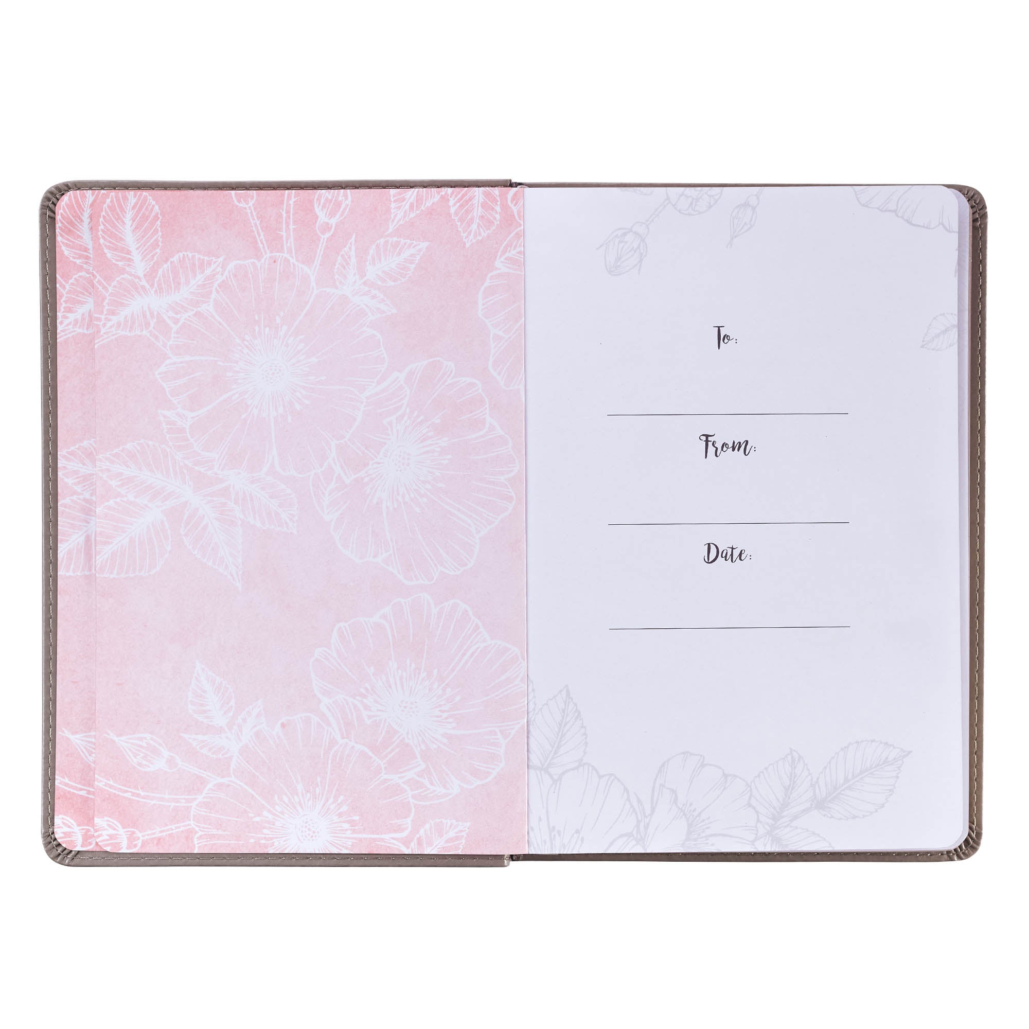 Journal: Strength & Dignity Flower Design/Gold Etching, Slimline (Proverbs 31:25)