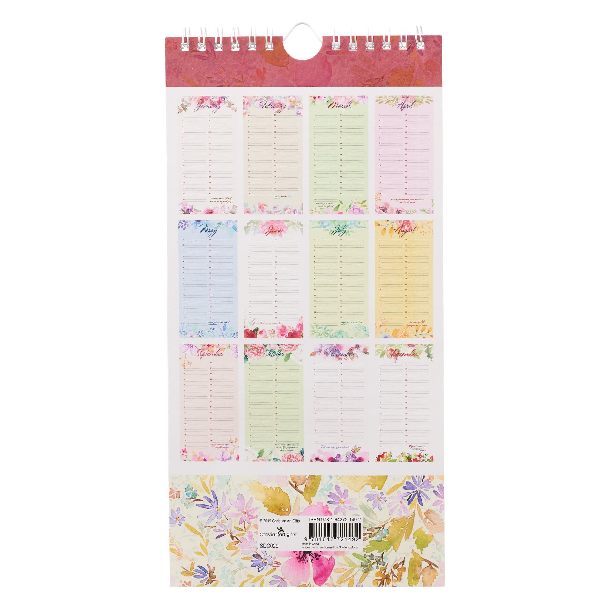 Undated Calendar: Special Days, Floral/Pink