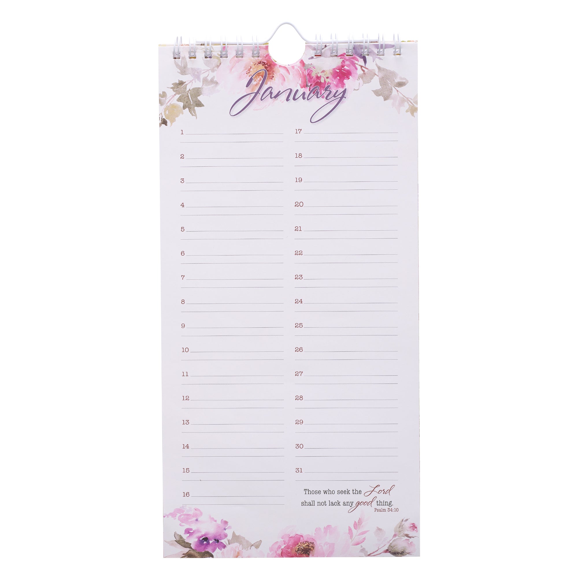 Undated Calendar: Special Days, Floral/Pink