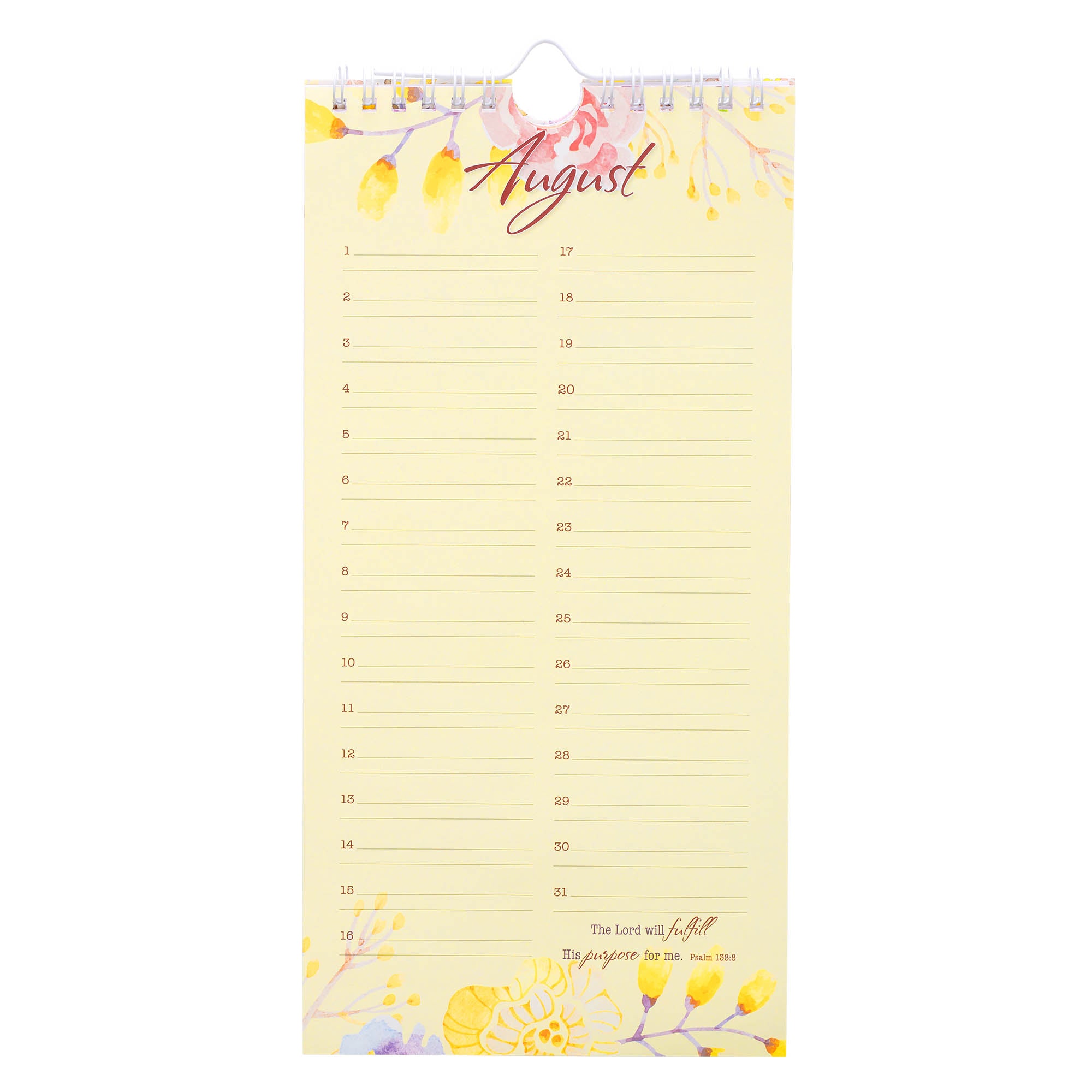 Undated Calendar: Special Days, Floral/Pink