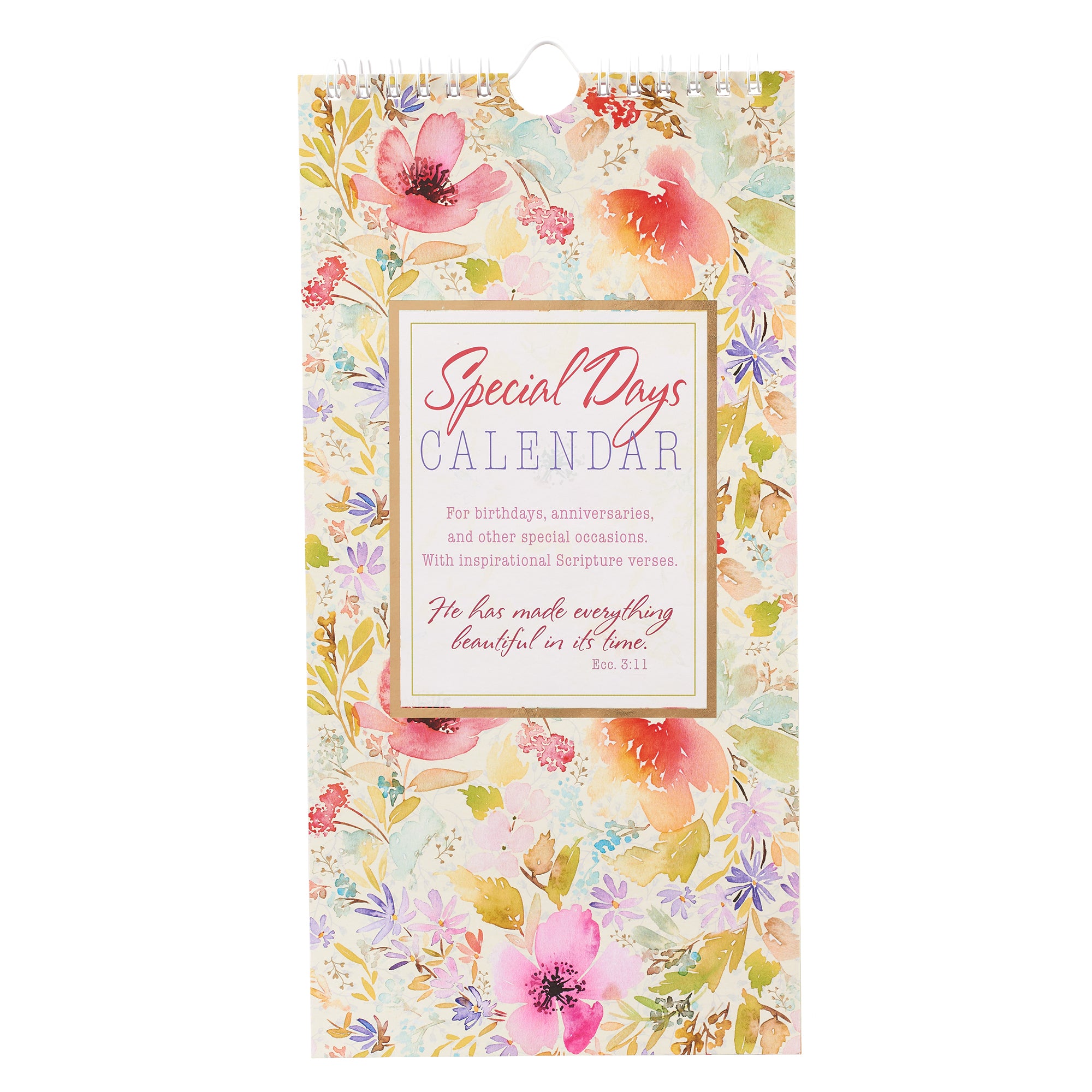 Undated Calendar: Special Days, Floral/Pink