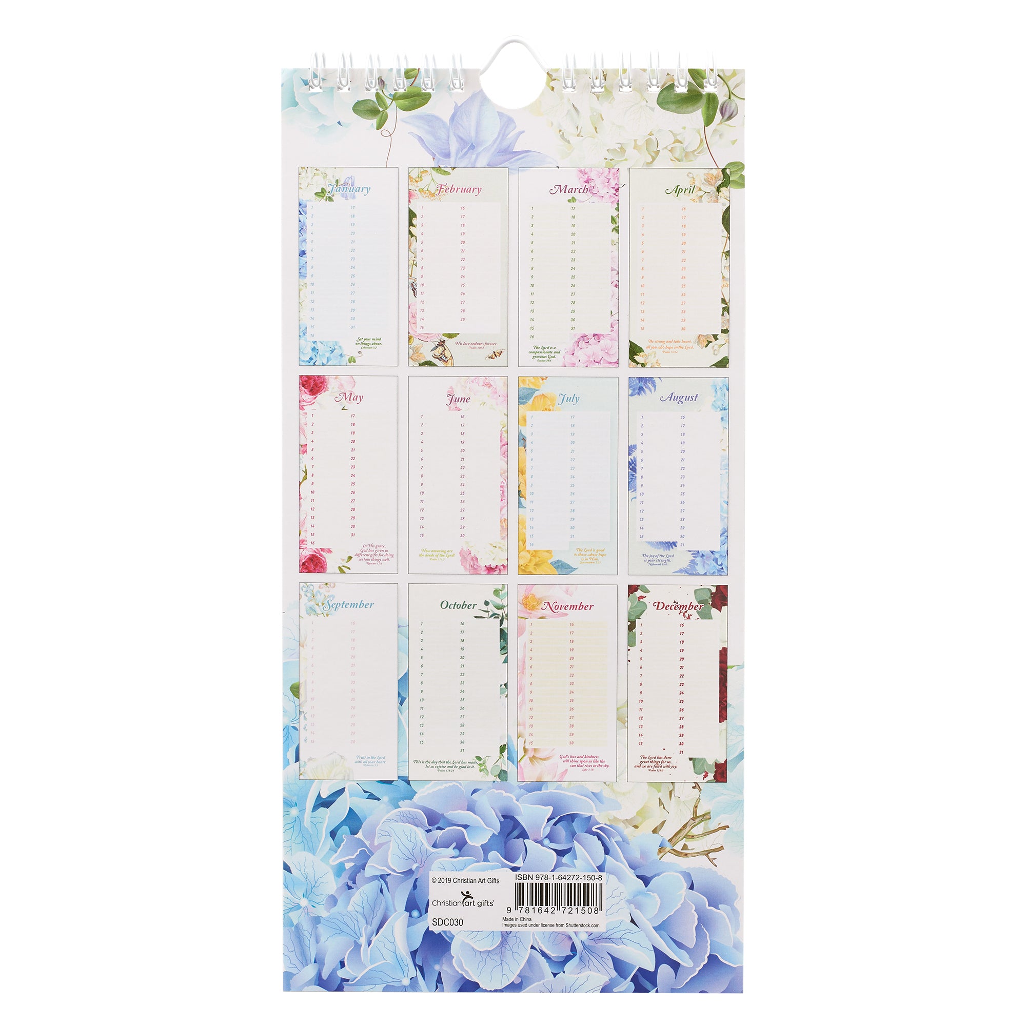 Undated Calendar: Special Days, Floral/Blue