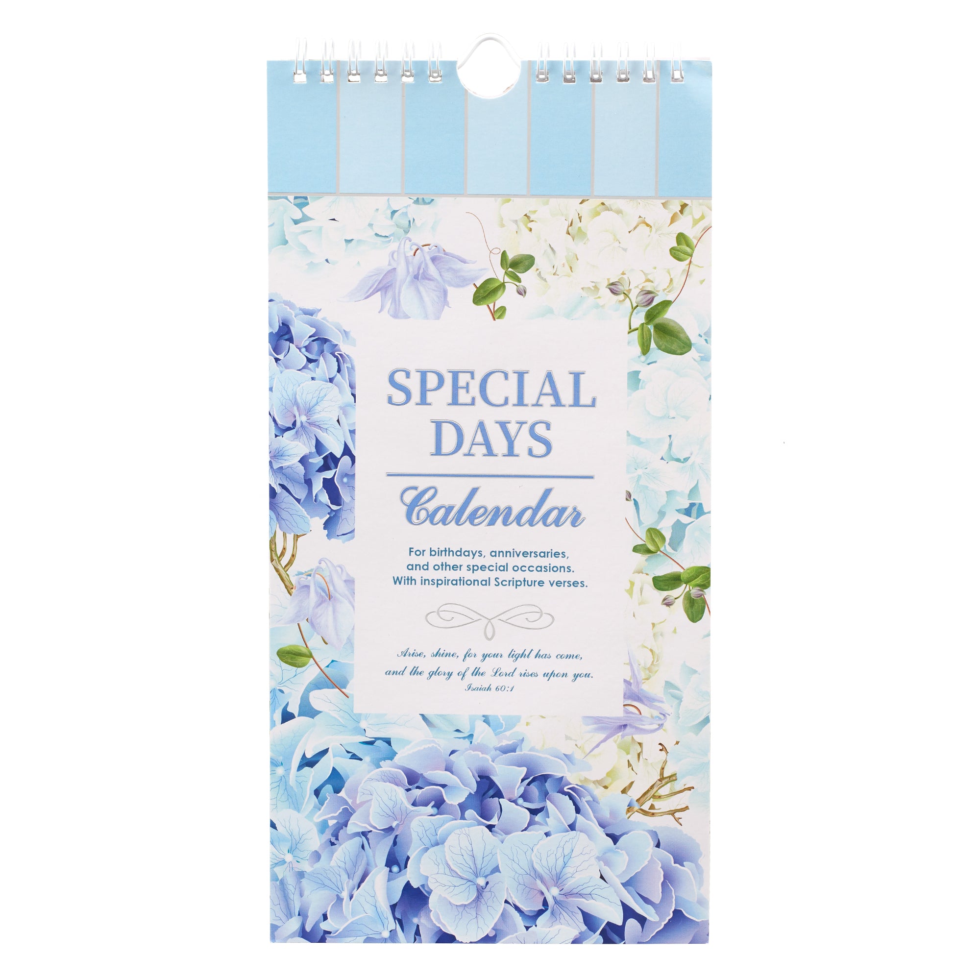 Undated Calendar: Special Days, Floral/Blue