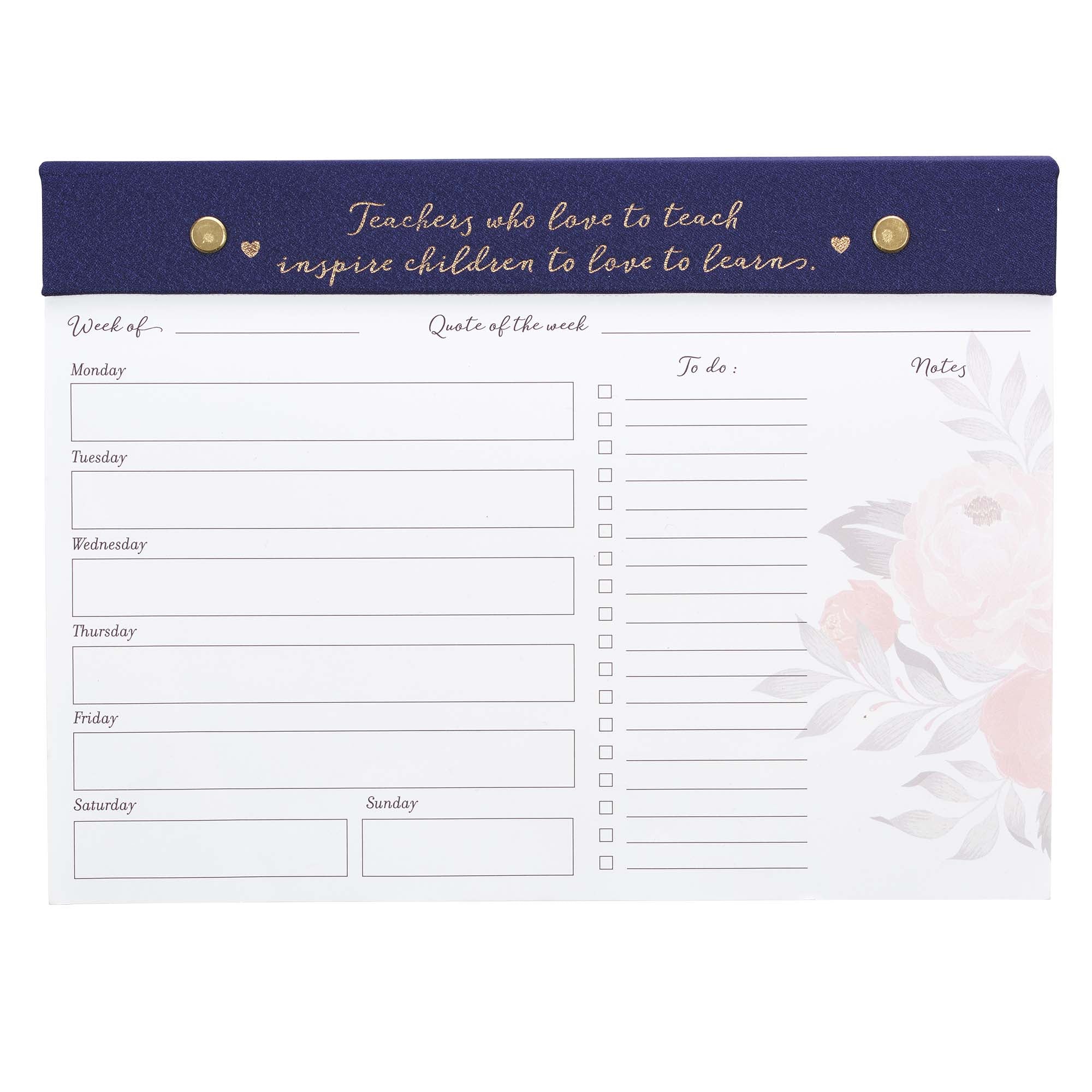Undated Weekly Desktop Diary/Planner: Best Teacher, Navy (Best Teacher Ever Collection)