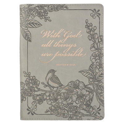 Journal Zippered: With God All Things Are Possible, Grey (Matt. 19:26)