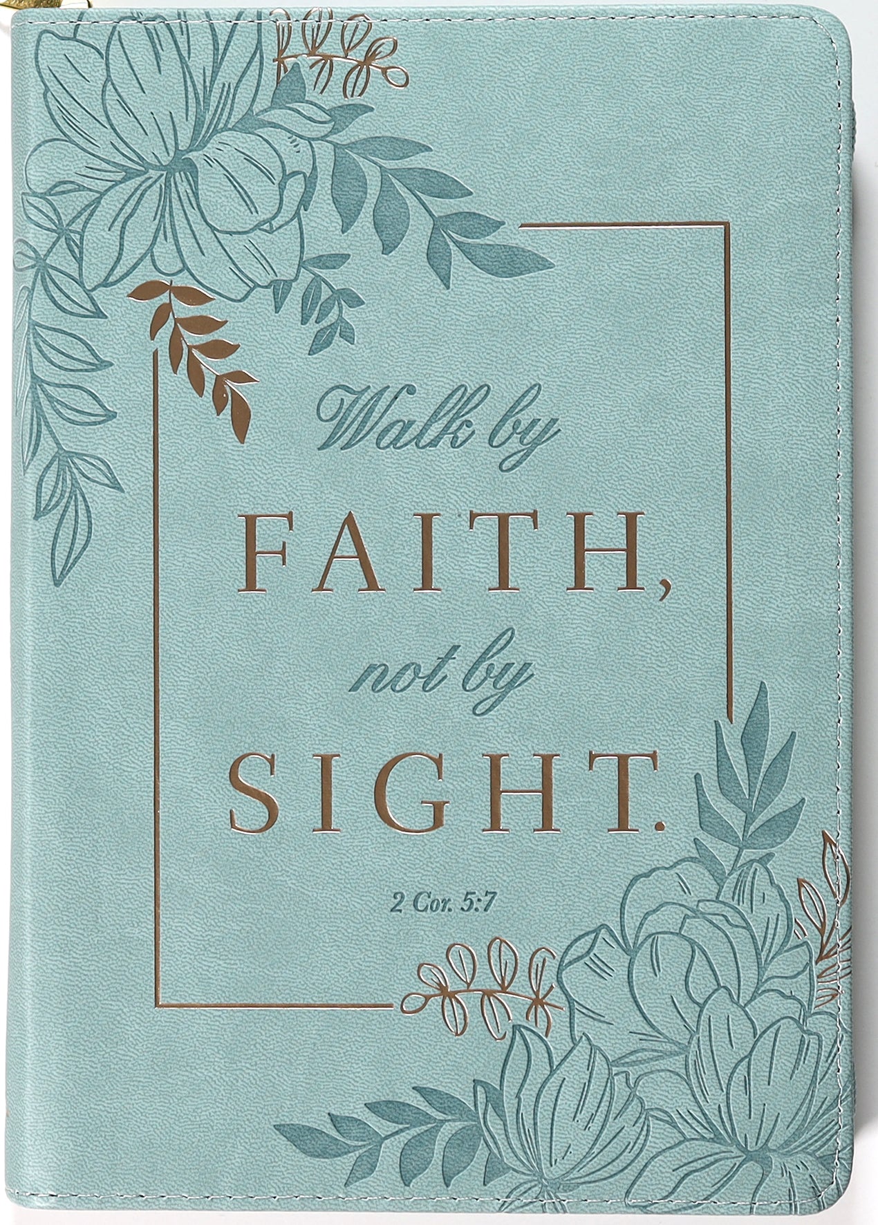 Journal Zippered: Walk By Faith, Teal (2 Cor. 5:7)