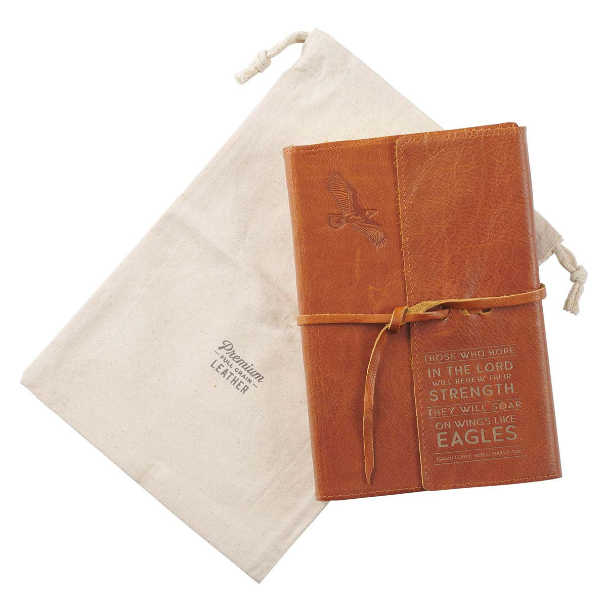 Journal: Genuine Leather With Wrap Closure, Wings Like Eagles