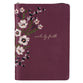 Embroidered Journal Zippered: Walk By Faith, Burgundy Floral