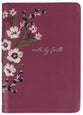 Embroidered Journal Zippered: Walk By Faith, Burgundy Floral