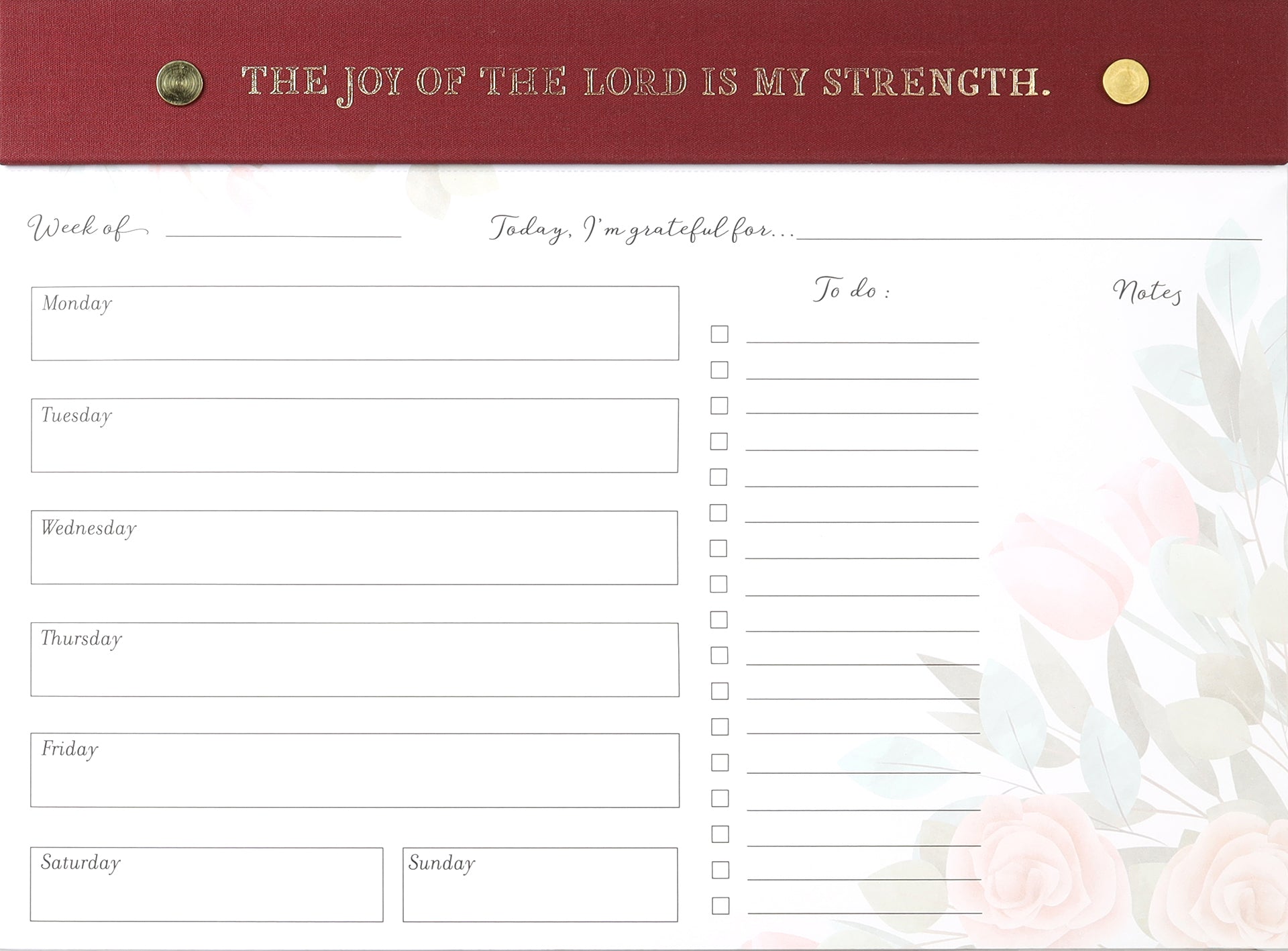 Undated Weekly Desktop Diary/Planner: Weekly Desktop Planner & to Do List