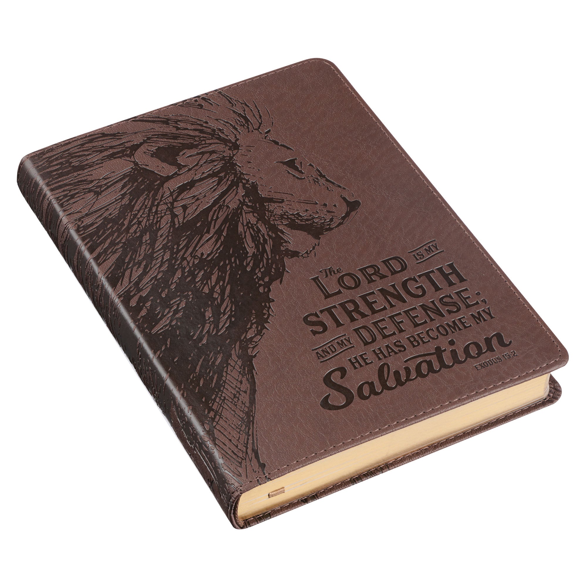 Journal: My Strength & My Defense Brown/Lion (Exodus 15:2)