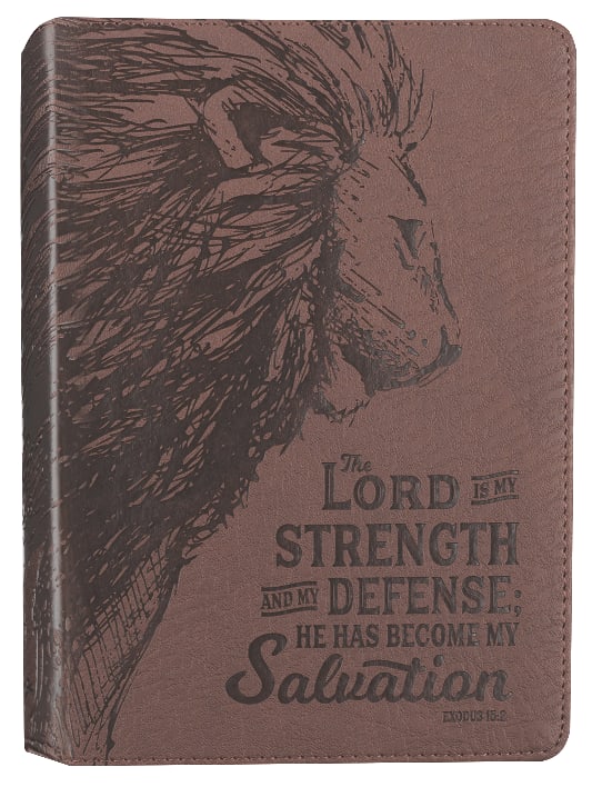 Journal: My Strength & My Defense Brown/Lion (Exodus 15:2)